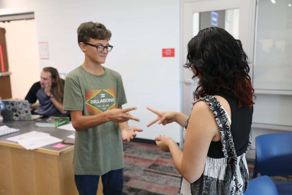 students during orientation