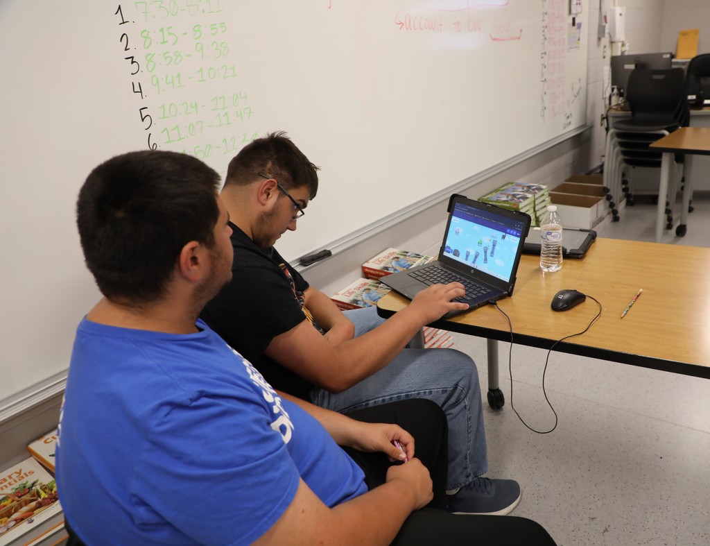 Students working on laptops