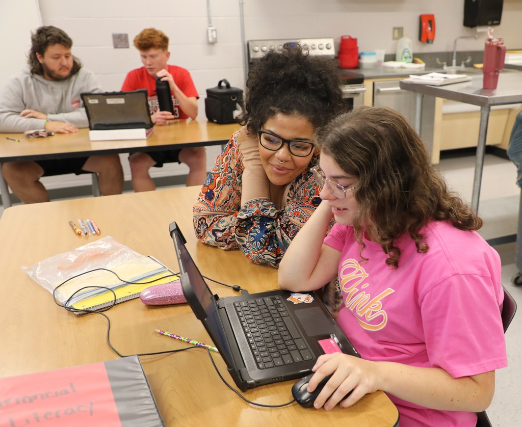 Students working on laptops