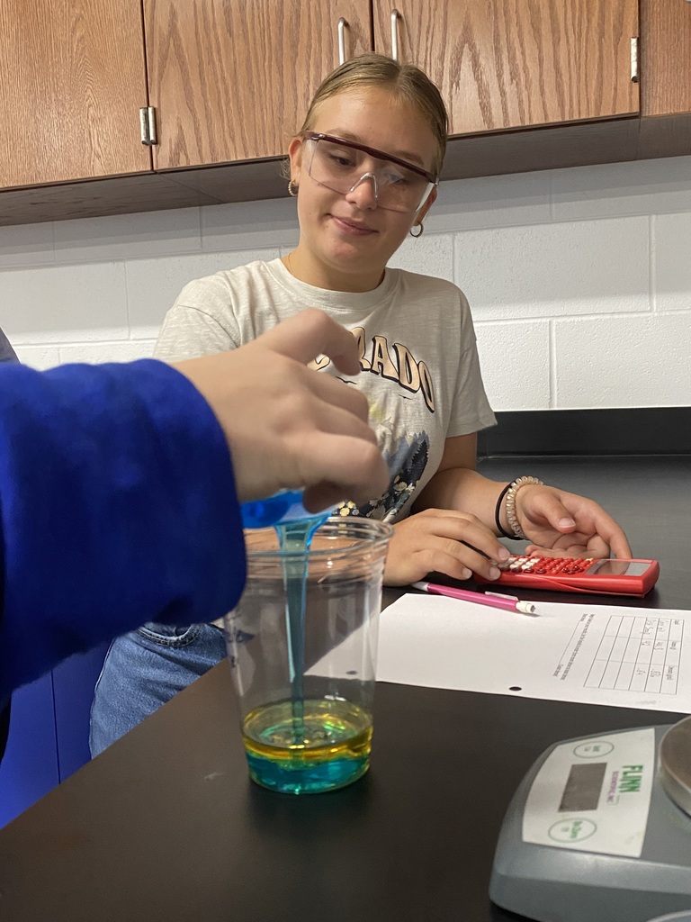 Students conducting science project with dense liquids
