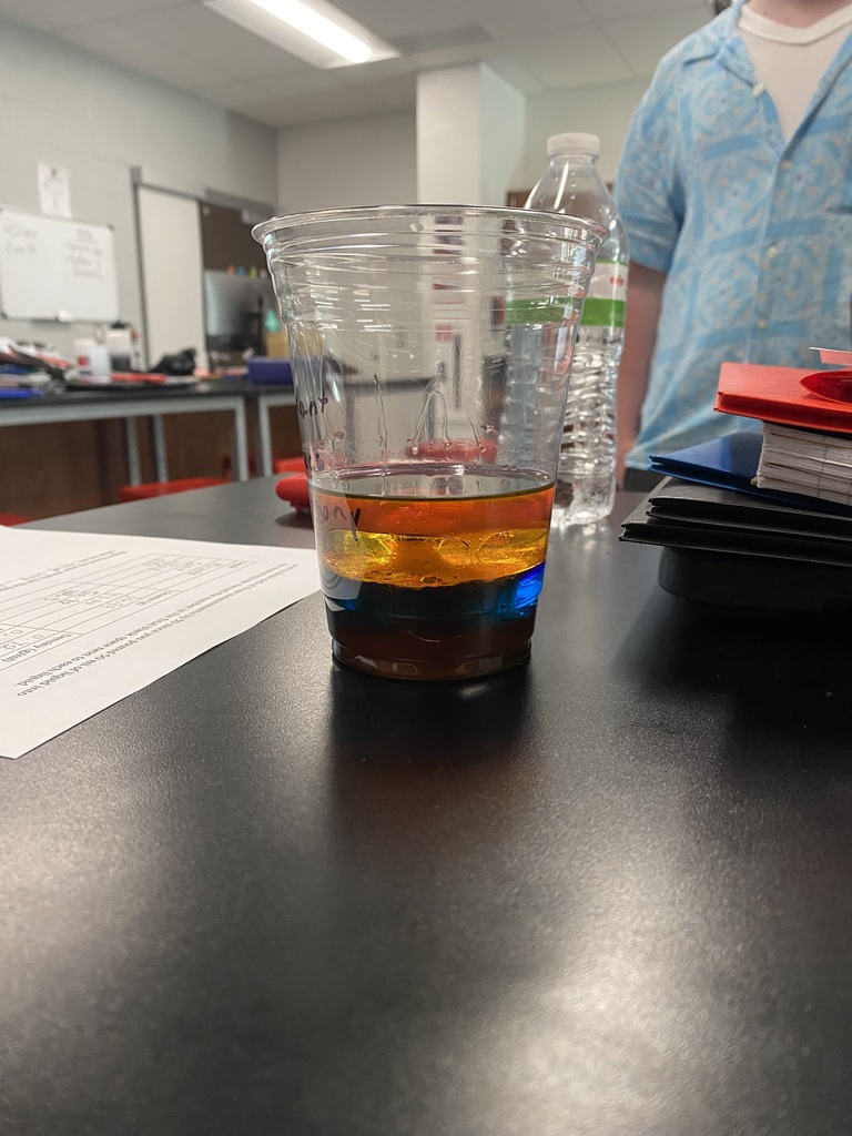 Cup showing layers of dense liquids