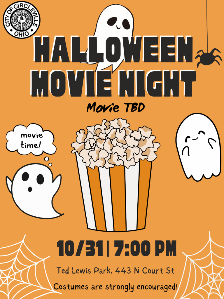 Halloween Movie Night Flyer with Ghosts and popcorn
