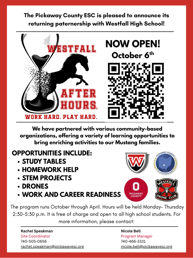 Westfall After Hours Tutoring Flyer