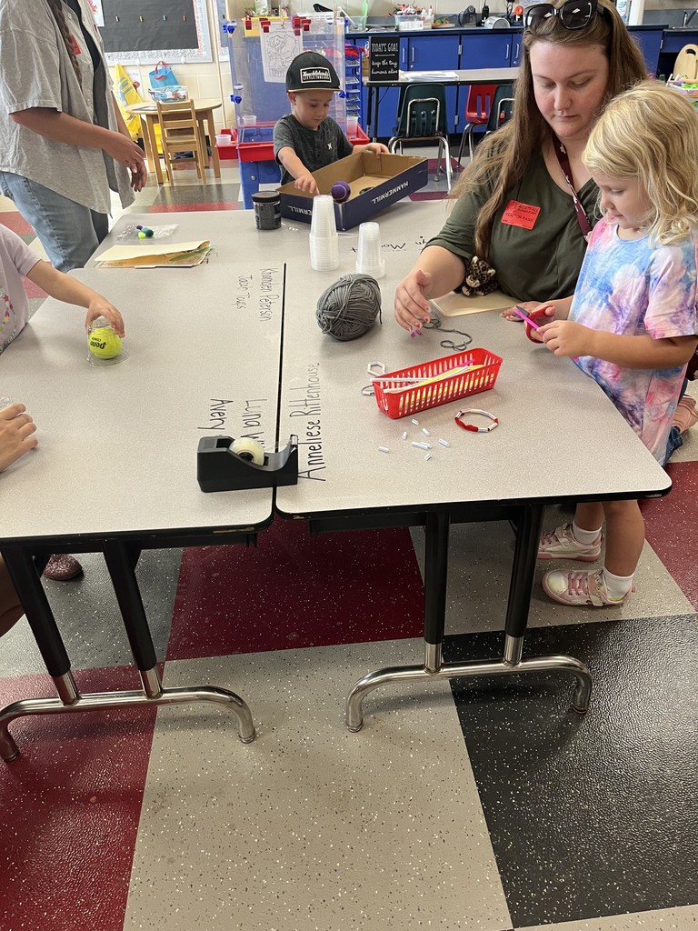 Students and parents working on projects