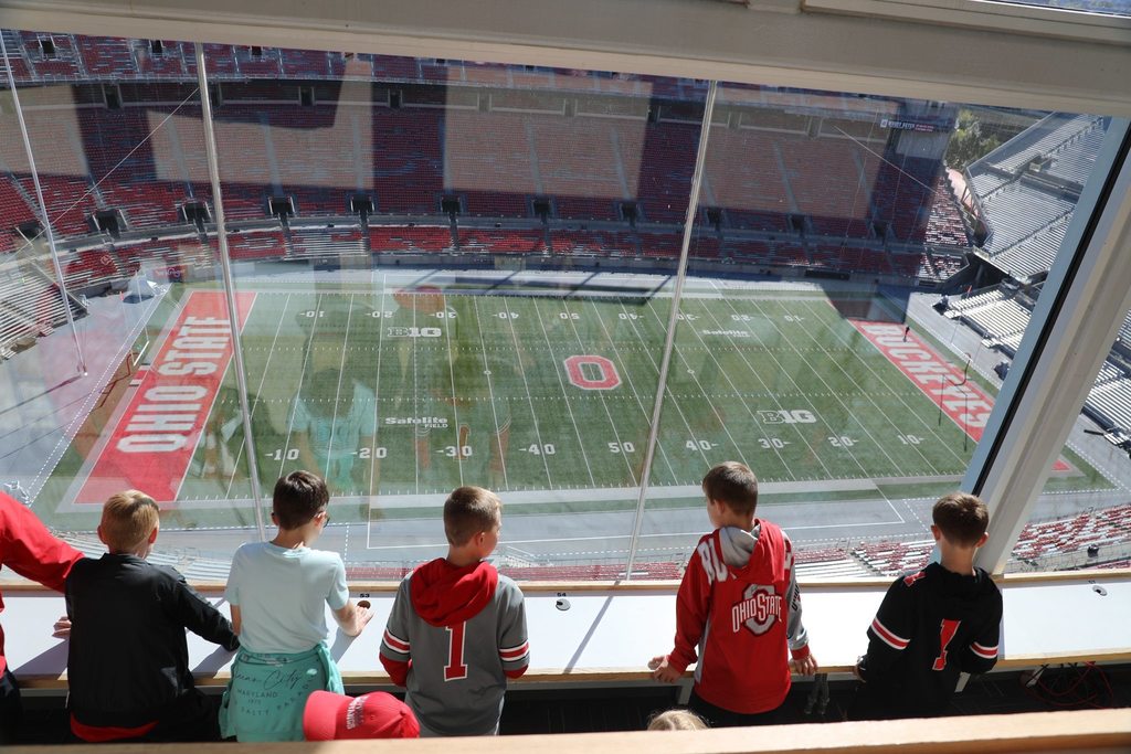 Students in OSU press box