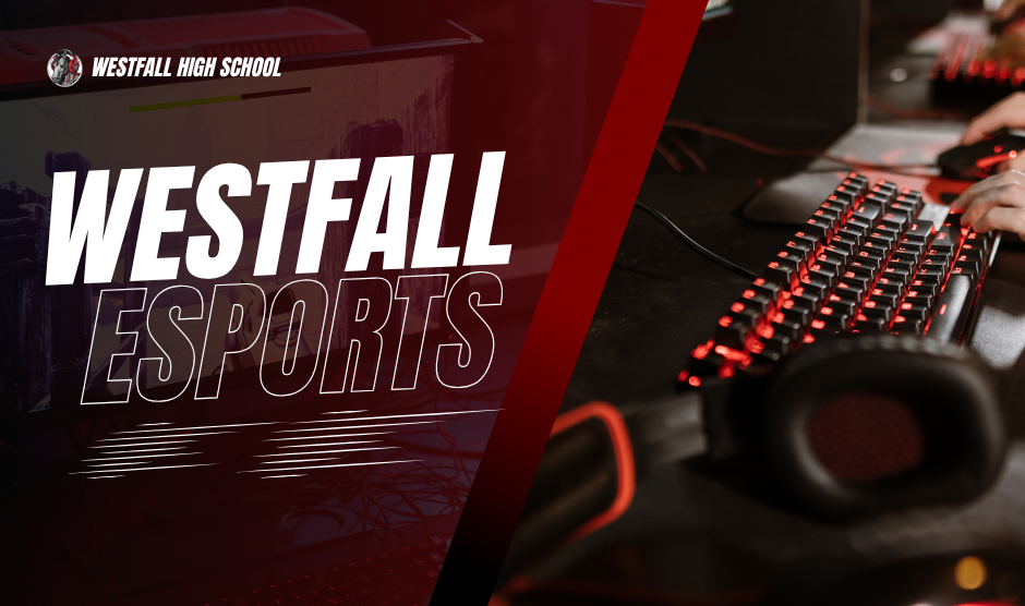 Westfall eSports red-backlit keyboard and red and black gaming headphones