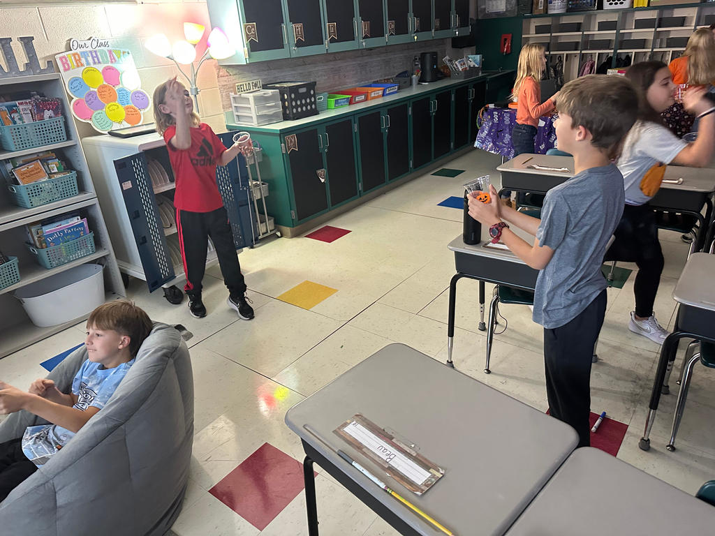 Students enjoying their harvest party