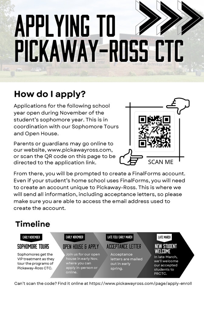 Timeline on when to apply to Pickaway Ross CTC