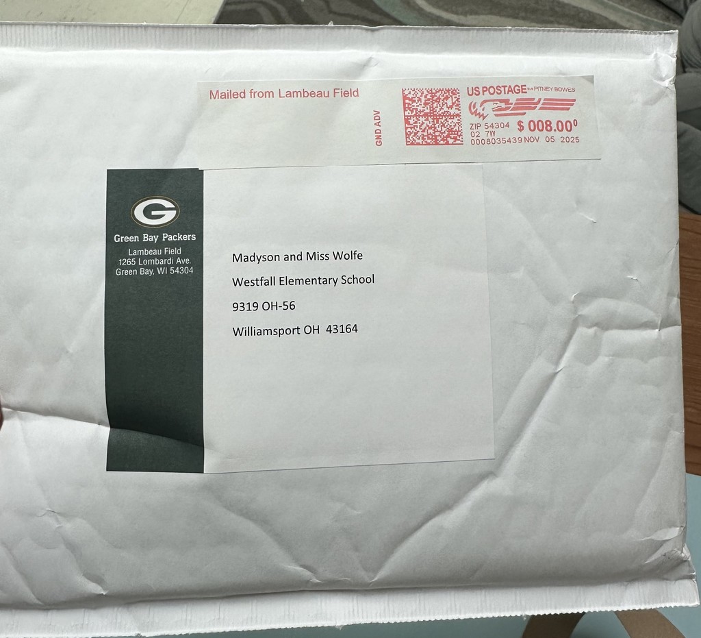 Envelope from Lambeau Field