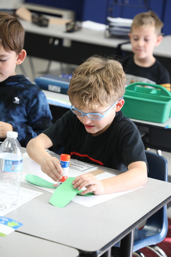 Students working on craft project