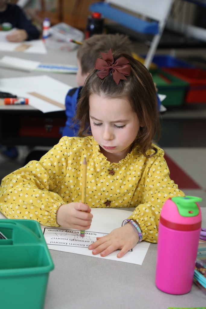 Students working on craft project