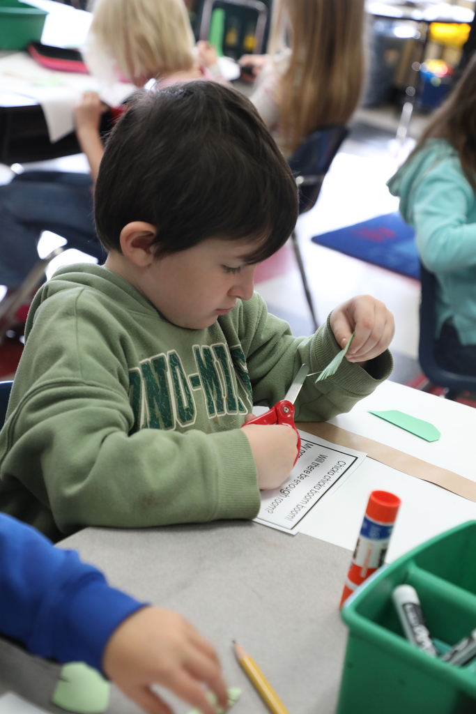 Students working on craft project
