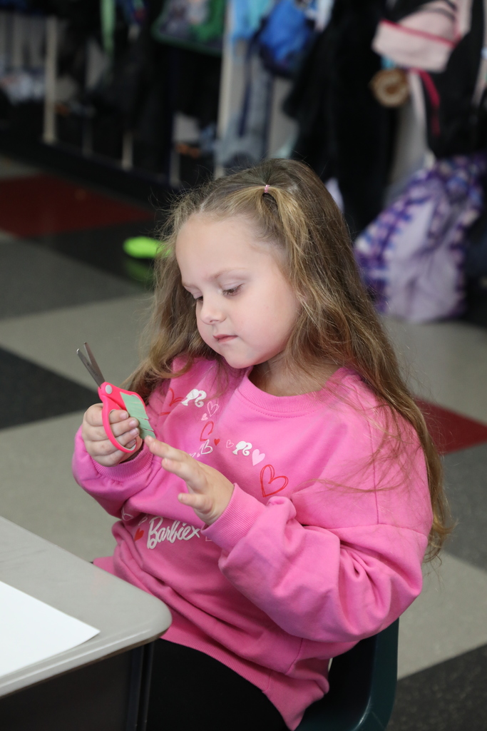 Students working on craft project