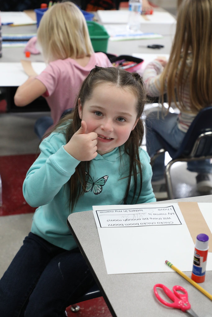 Students working on craft project