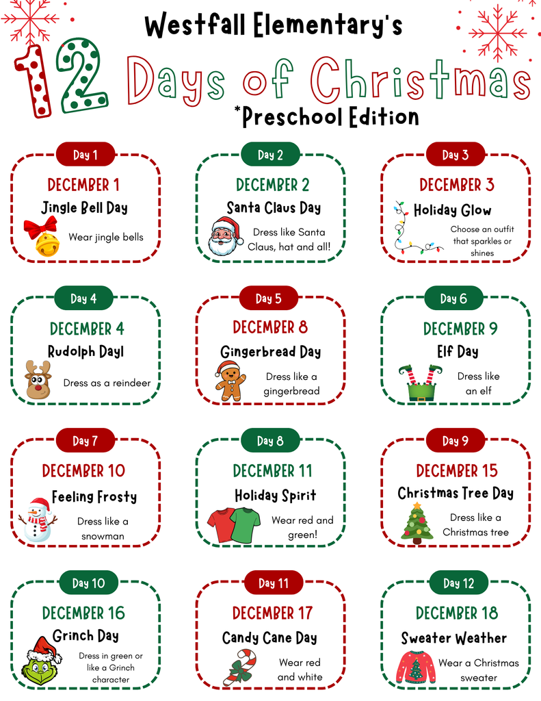 12 Days of Christmas calendar