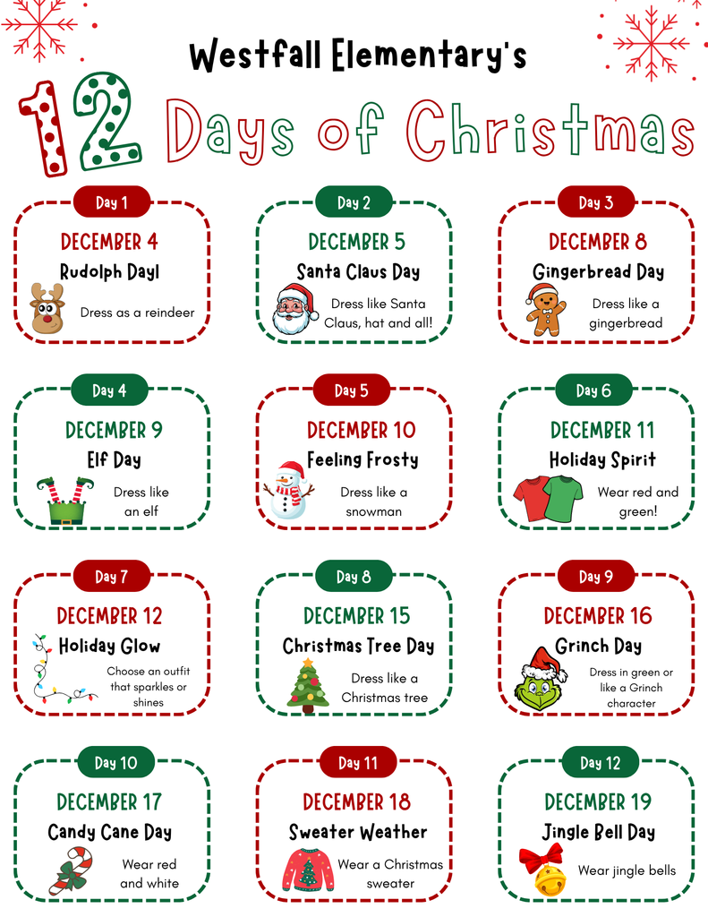 12 Days of Christmas calendar