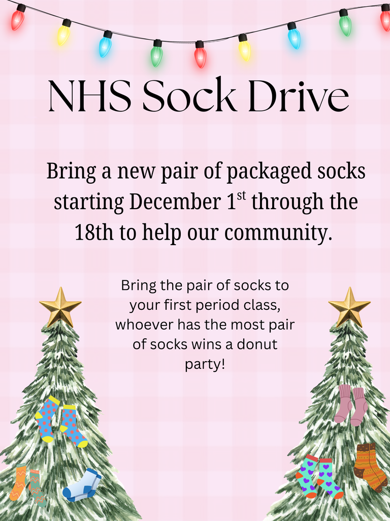 NHS Sock Drive, Christmas trees with socks hanging on like ornaments
