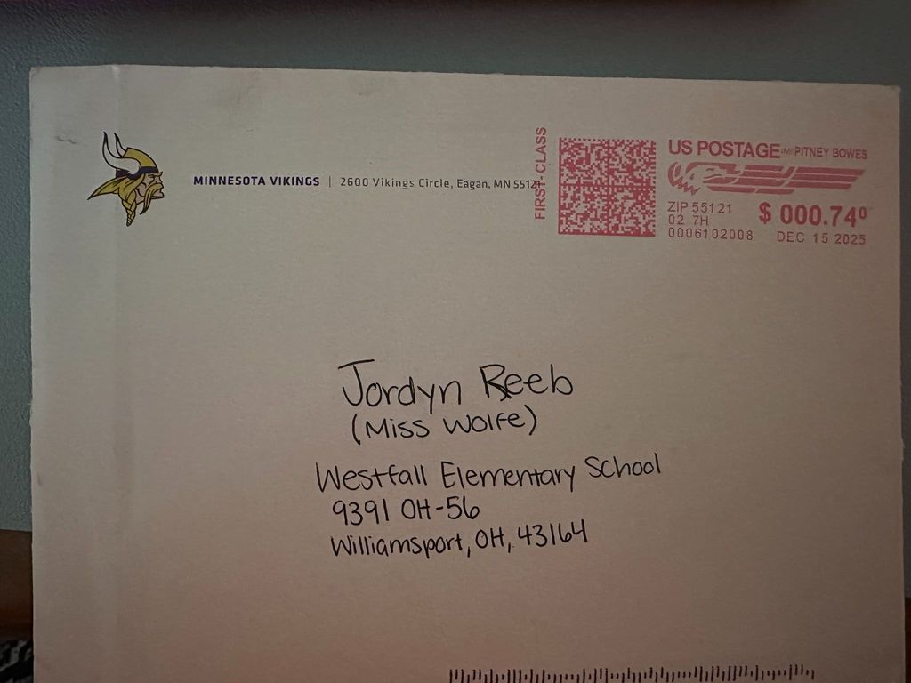 Letter from Minnesota Vikings