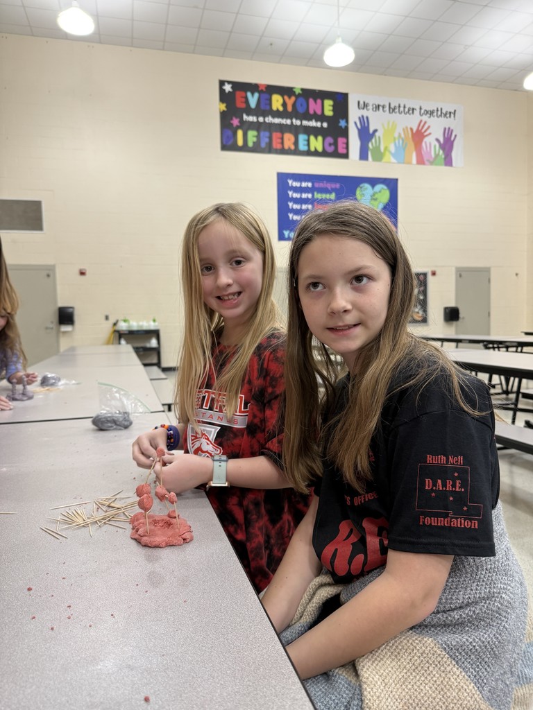 Students working together on playdough creations