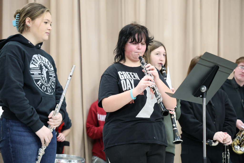 WHS Band showing off instruments