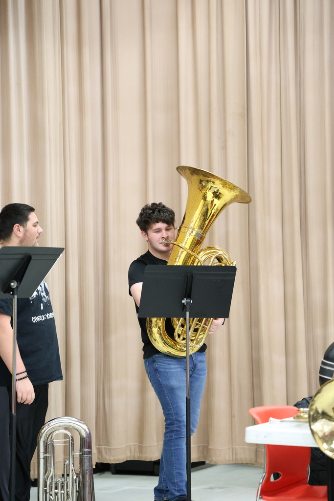 WHS Band showing off instruments