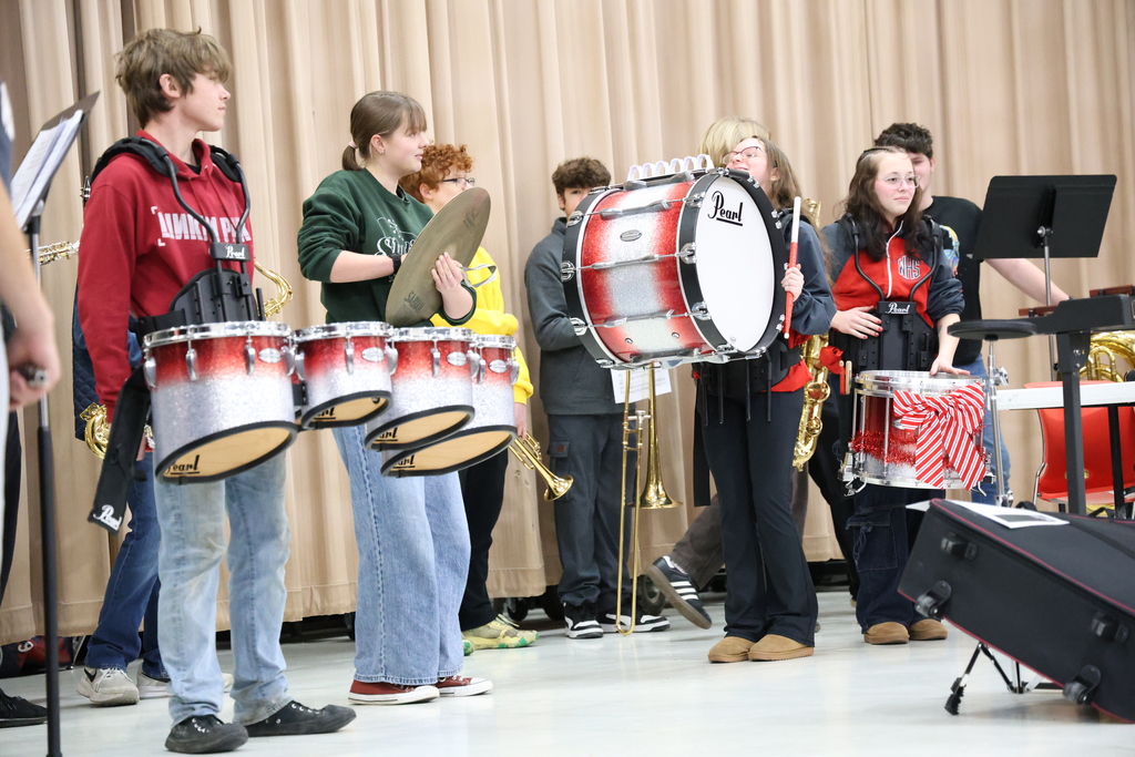 WHS Band showing off instruments