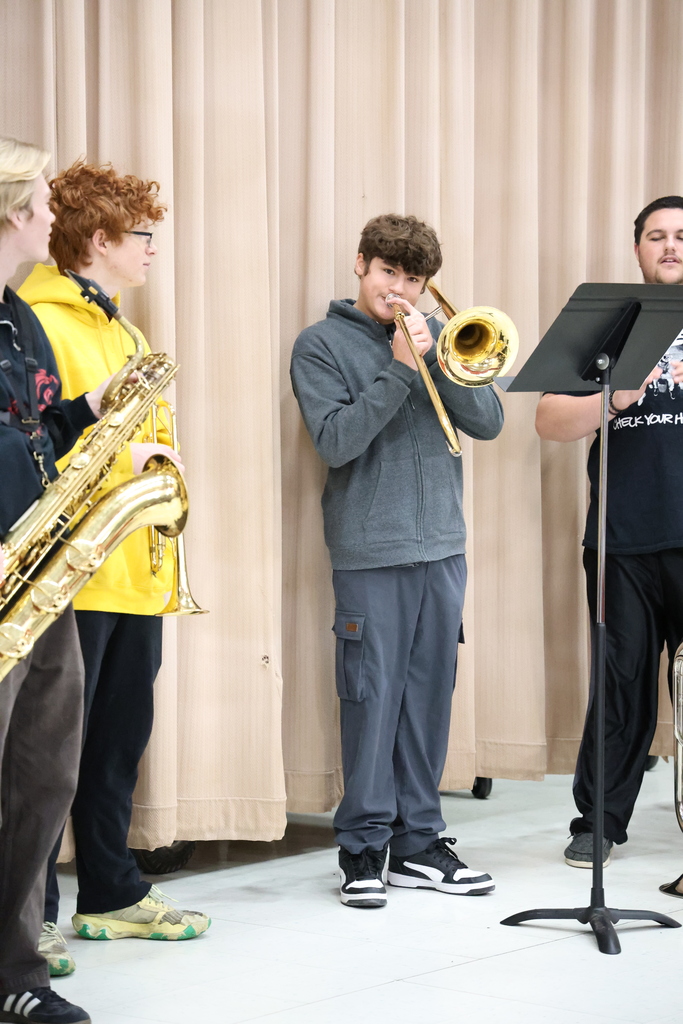 WHS Band showing off instruments
