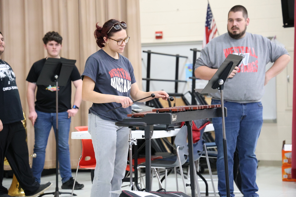 WHS Band showing off instruments