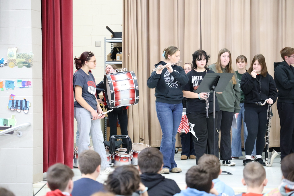 WHS Band showing off instruments