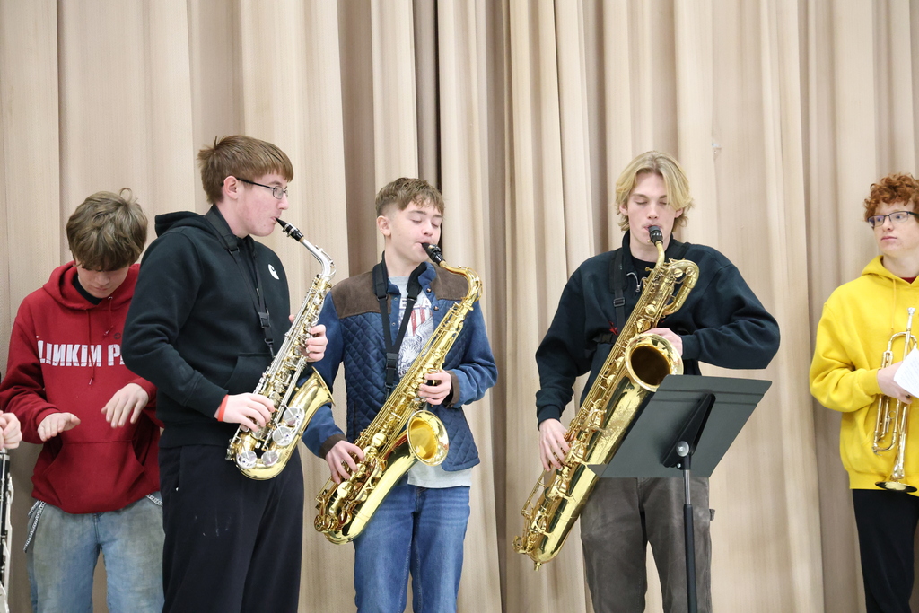 WHS Band showing off instruments