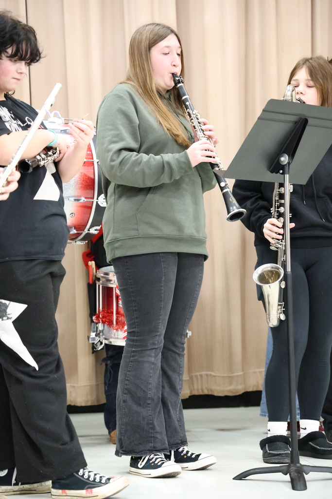 WHS Band showing off instruments