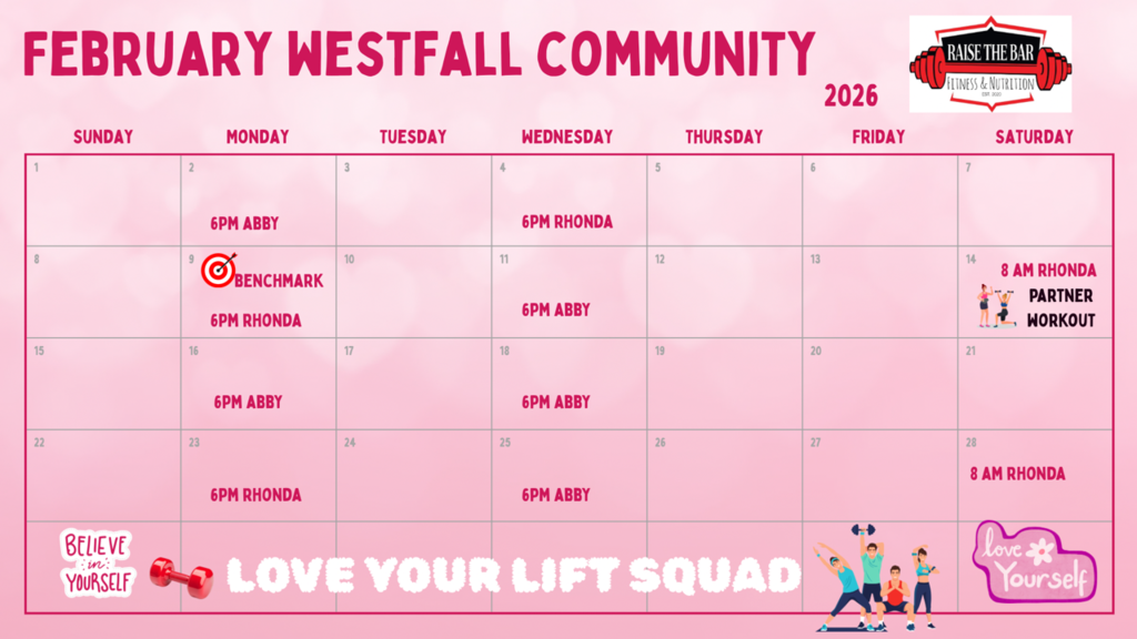 Raise the Bar Fitness Calendar - February
