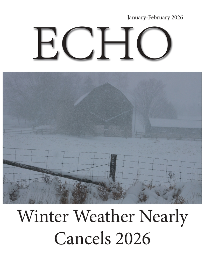 ECHO cover page with snowy scene of barn 