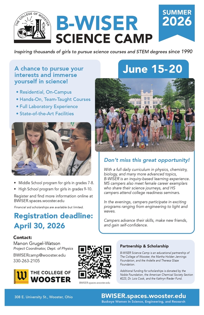 B-Wiser Science Camp Summer 2026 Students posing in front of campus building