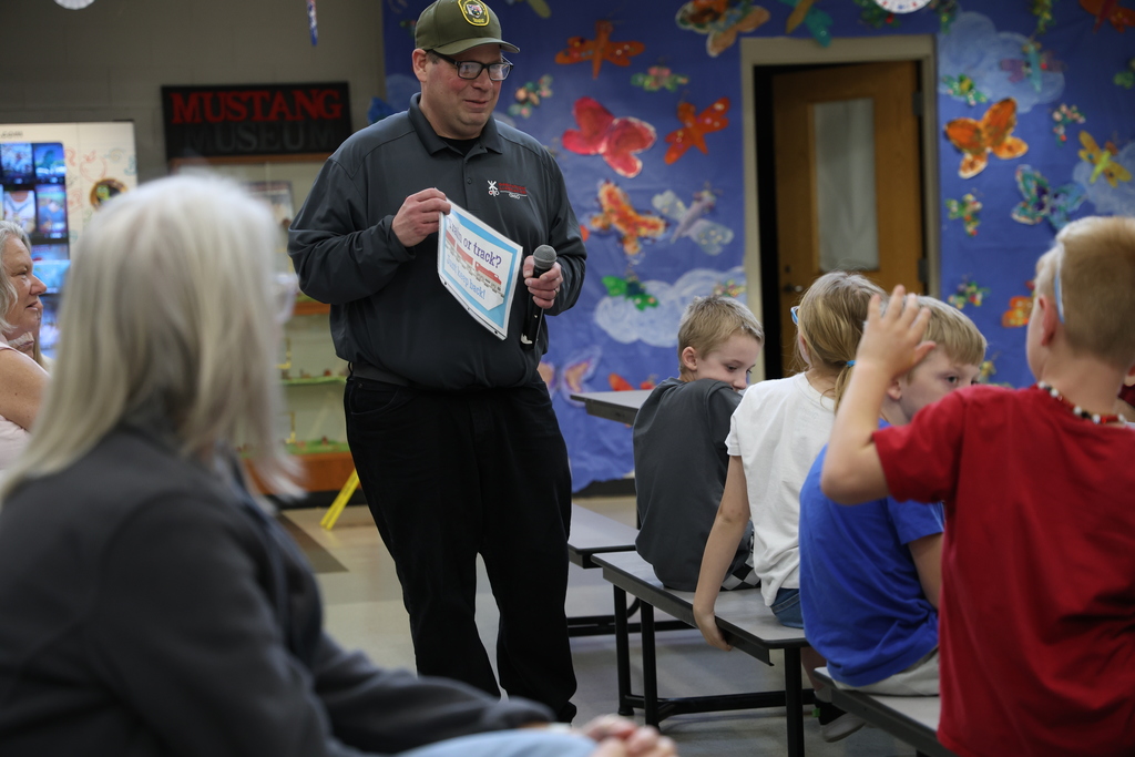 Rail Safety Inspector Joshua Elzey answering questions from students