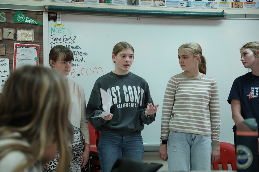Students standing in front of class