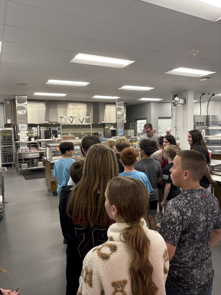 Students touring the cafeteria