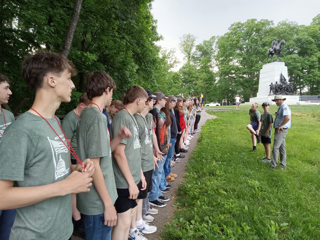 Students visiting Gettysburg National Military Park