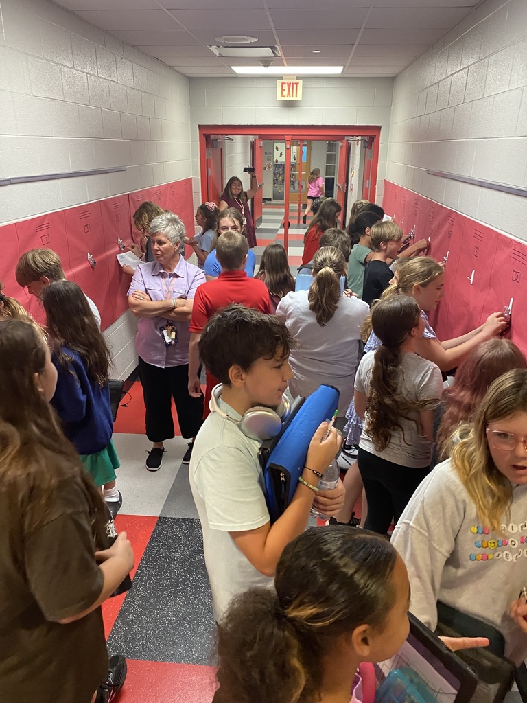 Students figuring out their mock lockers