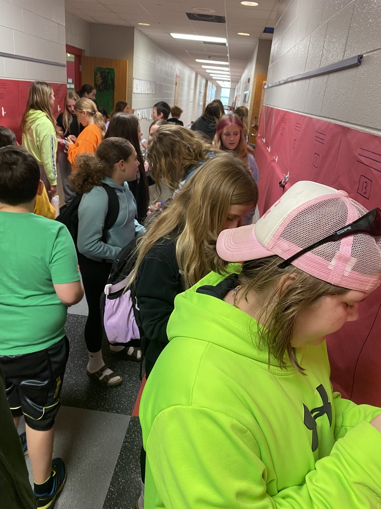 Students checking out their "mock" lockers