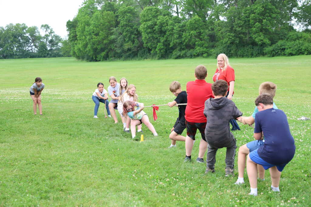 Students participating in Field Day activities