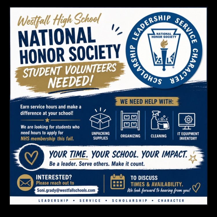 national honor society volunteer ad, information listed in caption