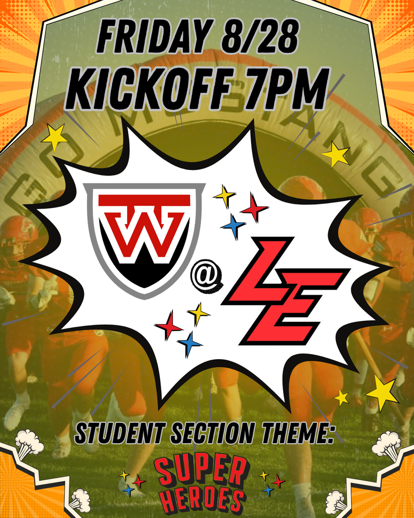 Football Friday Night post - Friday 8/28 Kickoff 7PM Westfall vs Logan Elm Student Section Theme Super Heroes