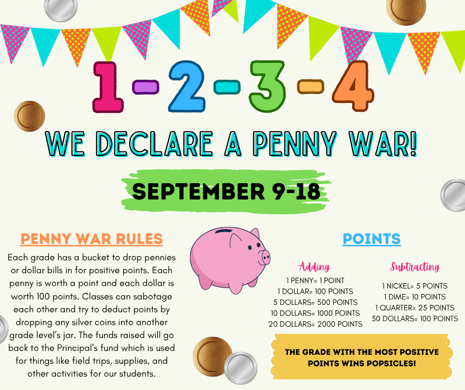 1-2-3-4 We Declare a Penny War September 9-18