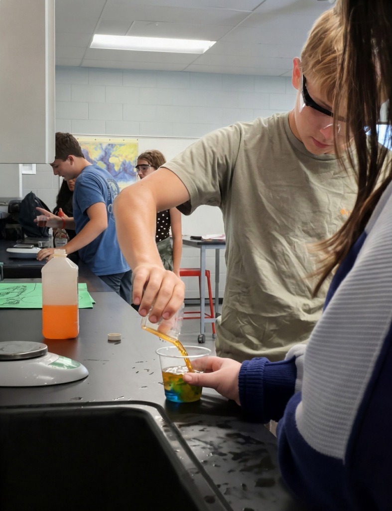 Students working on Mr. Bullock's Science Experiment