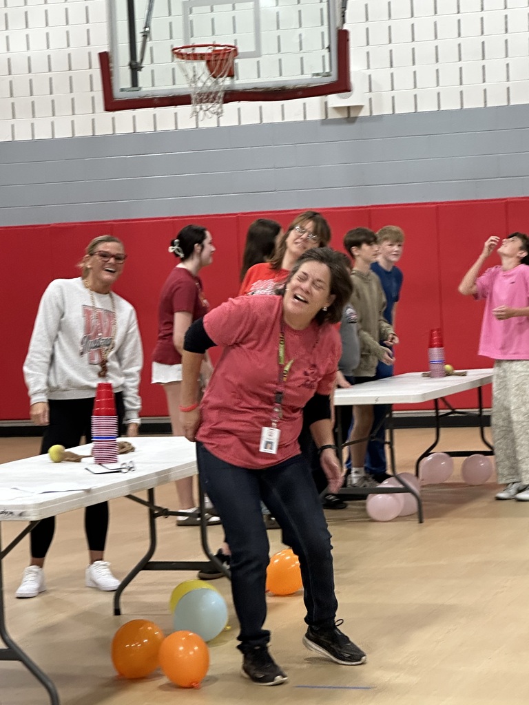 Student playing Minute to Win it games