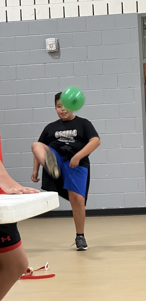 Student playing Minute to Win it games
