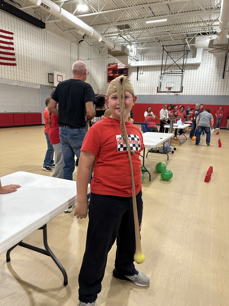 Student playing Minute to Win it games