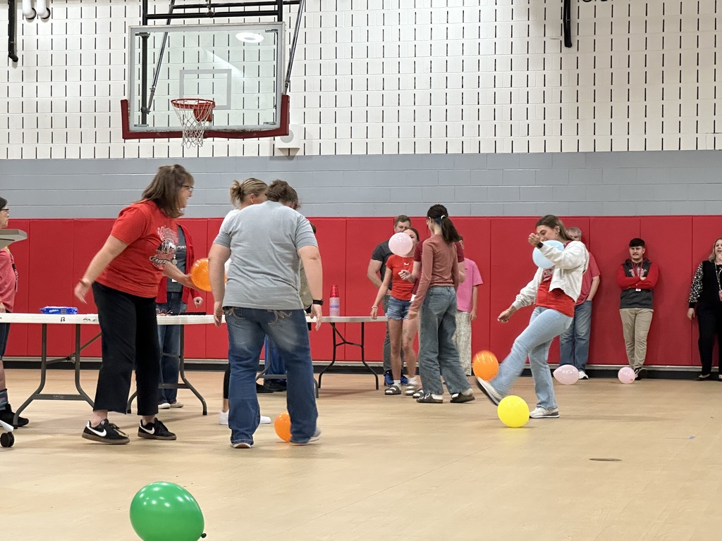 Student playing Minute to Win it games