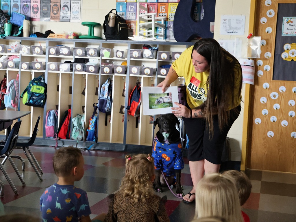 Students learning about dog safety